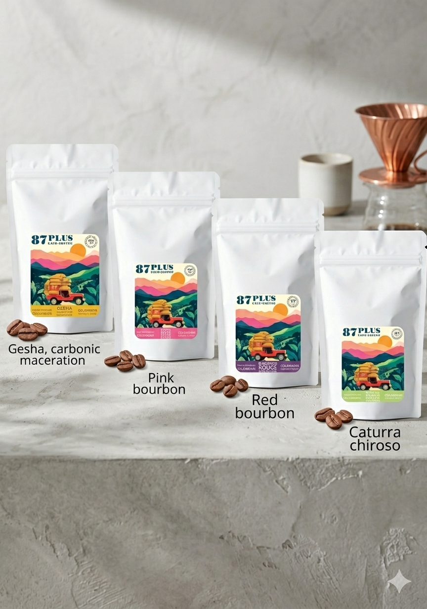 Specialty Colombian coffee - 87plus - 4 bags, tasting experience, multiple colors, options to choose